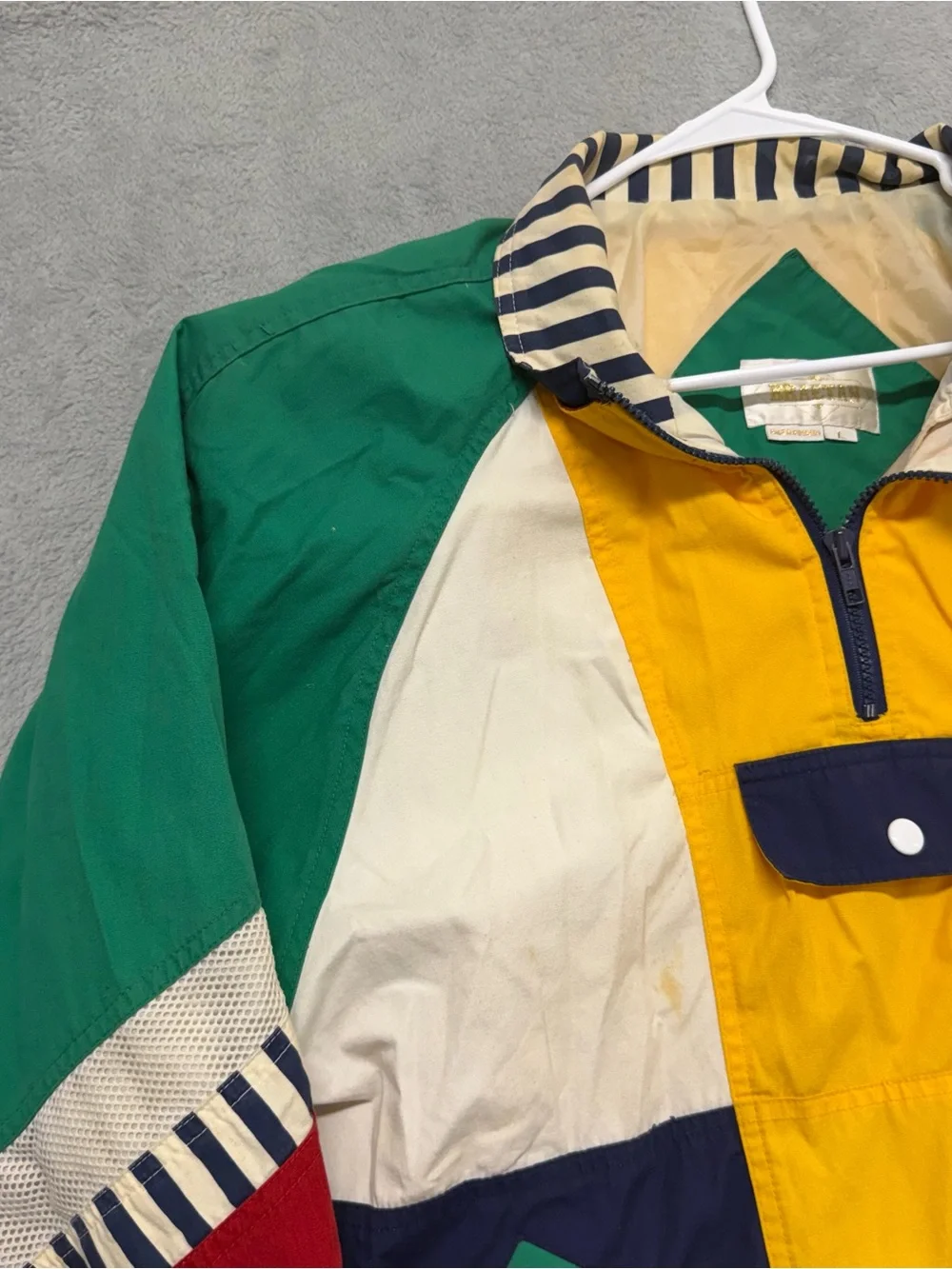Vtg 90s Braetan Windbreaker Jacket Colorblock Striped Nylon Hip Hop Adult Large